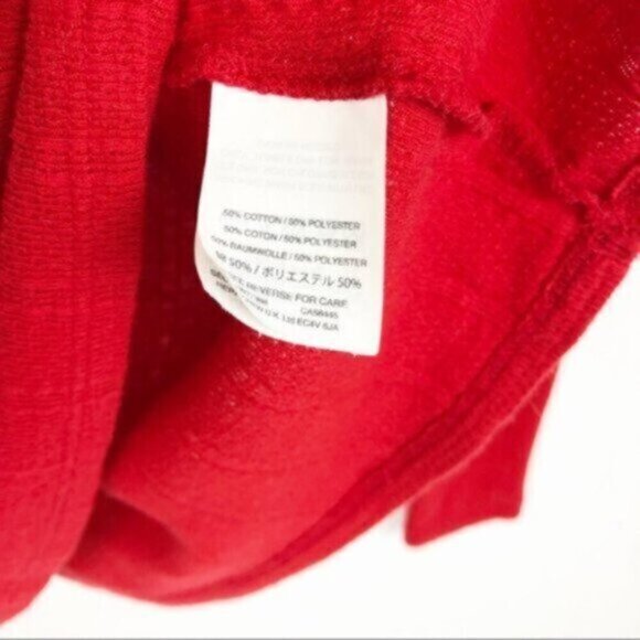 J. Crew | Women's Red Thermal V-Neck Button Up Long Sleeve Top Size Small - Picture 5 of 7